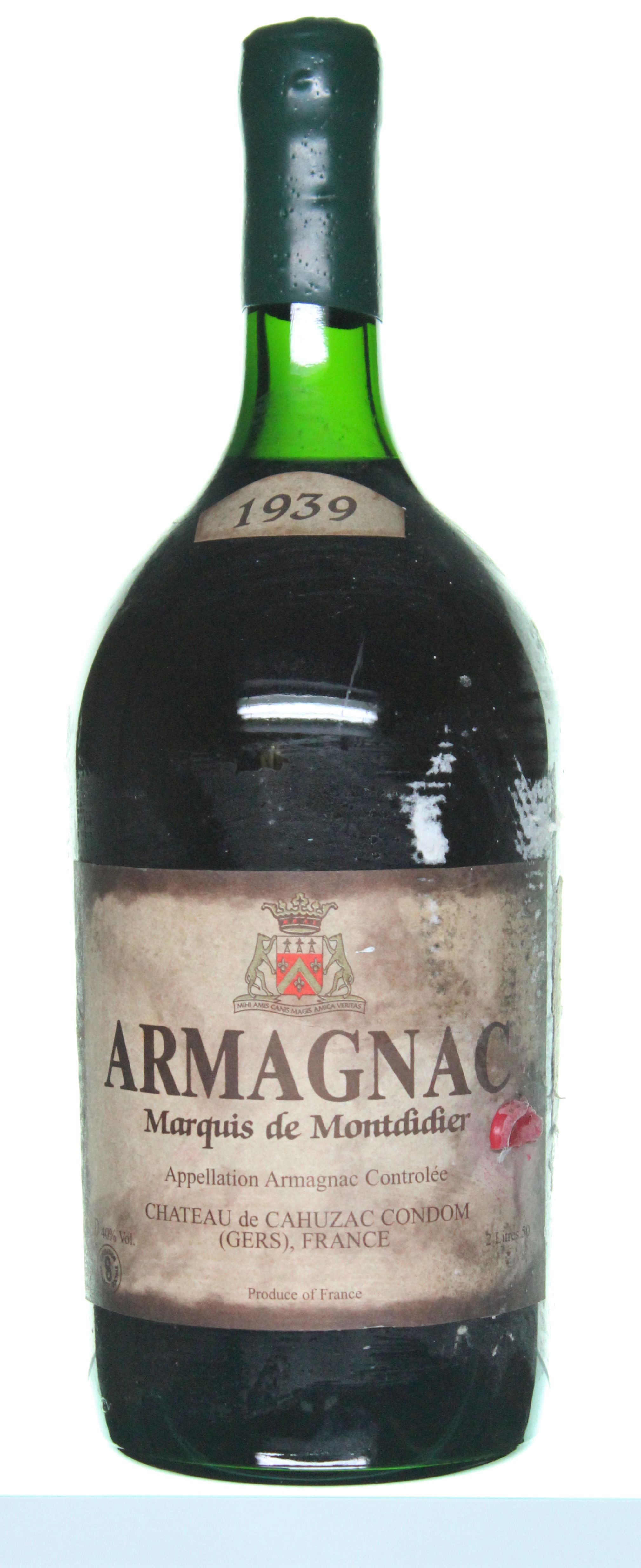 1939 ArmagnacMarquis de MontdidierBottled 1986Signed by the Marquis de Montdidier1x 2.5 litre