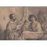 Arthur Devis (British 1711-1787) A tavern scene. Pencil Signed with initials lower centre 16.5 x 22.