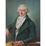 Circle of Pietro Labruzzi (Italian 1739-1805) Portrait of a Gentleman wearing a green overcoat;