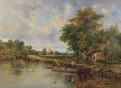 Frederick W. Watts (British 1800 - 1870) Dedham by the lock keeper's cottage.