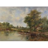 Frederick W. Watts (British 1800 - 1870) Dedham by the lock keeper's cottage.