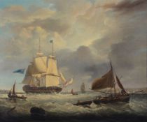 George Webster (British 1797-1864)Shipping off the coast. Oil on canvas. Indistinctly signed lower