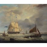George Webster (British 1797-1864)Shipping off the coast. Oil on canvas. Indistinctly signed lower
