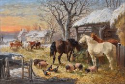 John Frederick Herring Jnr (British 1815-1907) Farmyard in Winter; Farmyard in Summer