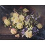 Hans Buchner (German 1856-1941) Basket of flowers. Oil on canvas. Signed and inscribed Munchen