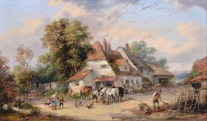 George Lara (British 19th century) Farmyard scenes Oil on canvas, a pair.