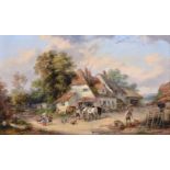 George Lara (British 19th century) Farmyard scenes Oil on canvas, a pair.