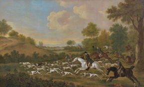 British School (18th century) The Hunt in Full Cry. Oil on canvas