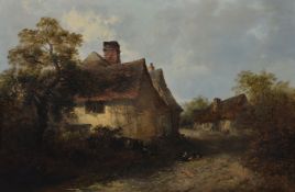 Edward Robert Smythe (British 1810-1899)A countryside lane. Oil on canvas.