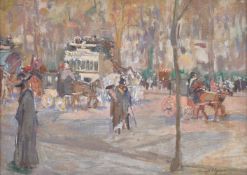 Scottish School (20th century) Champs-Elysees, Paris. Oil on canvas. Inscribed Champs Elysees lower