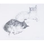 λ Léonard Tsuguharu Foujita (French/Japanese 1886-1968) Deux chats Lithograph, signed in pencil,