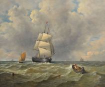 John Moore (British 1820-1902)Shipping in choppy waters. Oil on canvas. Signed lower left 50.8 x 61.