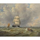 John Moore (British 1820-1902)Shipping in choppy waters. Oil on canvas. Signed lower left 50.8 x 61.