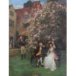 Charles Haigh-Wood (British 1856-1927) Under the Apple Blossom. Oil on canvas.