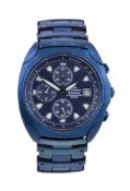 Dugena, K-tech, a blue stainless steel wristwatch, no. 1895133, Japanese quartz chronograph