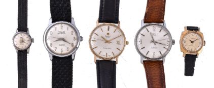 Tissot, Seastar Seven, a gold coloured wristwatch, manual wind movement, silvered dial, baton