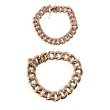 A Spanish gold coloured curb link bracelet, the hollow curb links with foliate detail, to a