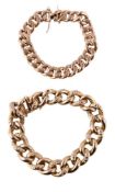 A Spanish gold coloured curb link bracelet, the hollow curb links with foliate detail, to a