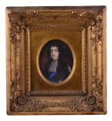 English School (19th century) Portrait of Charles II Watercolour on card or vellum Inscribed Charles