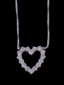 A diamond heart pendant, set with brilliant cut diamonds, approximately 2.40 carats total, 2cm long,