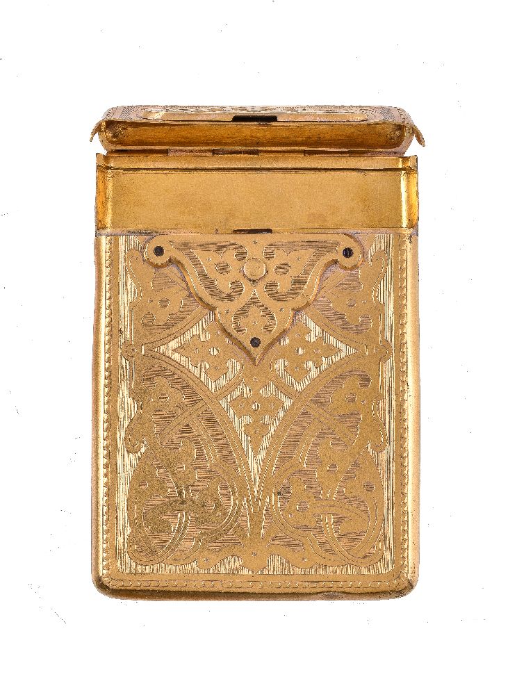 A French silver parcel gilt rectangular card case, apparently no maker's mark, 1838-1972 2nd - Image 3 of 7