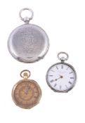 An 18 carat gold keyless wind open face pocket watch, no. 66875, lever movement, bimetallic split