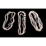 A cultured pearl necklace, the single strand of graduated cultured pearls, measuring 3mm to 7mm,