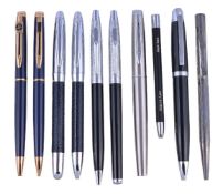 A collection of pens, to include: Louis Codan, a black rollerball and ballpoint pen, the