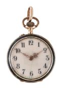 A lady's 14 carat gold open face keyless wind fob watch, no. 152114, mark for Switzerland 1893 -