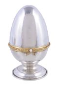 A silver parcel gilt surprise Easter egg by David Rhys Mills, London 1997, opening to reveal a