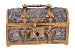 A German electro-plated parcel gilt small casket, stamped G. G. Leykauf, Nurnberg, early 20th