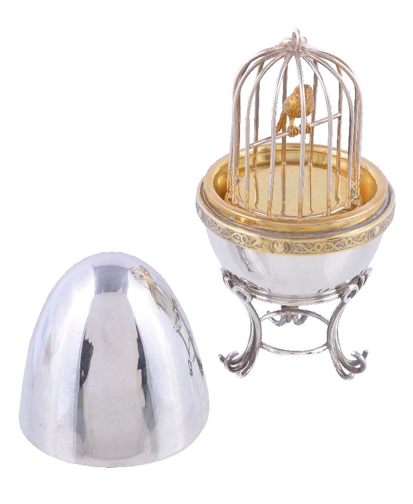 A silver parcel gilt surprise Easter egg by David Rhys Mills, London 1999 (millennium mark), opening - Image 2 of 2