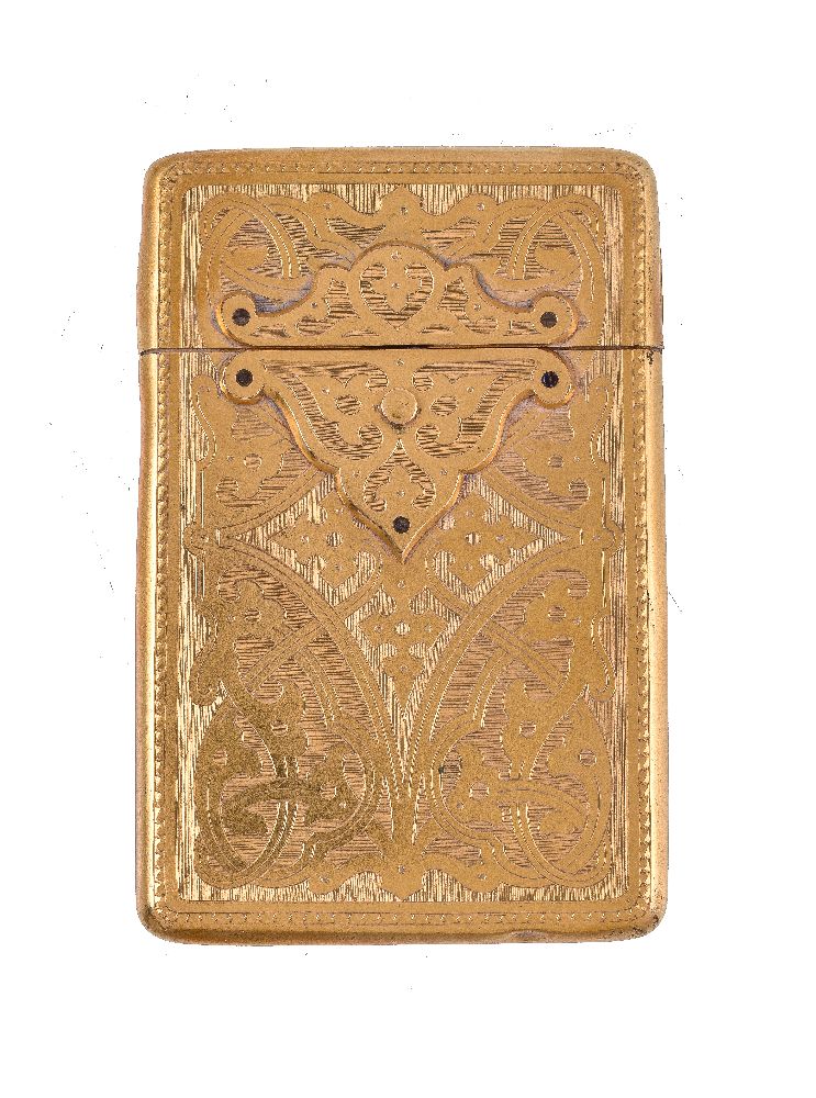 A French silver parcel gilt rectangular card case, apparently no maker's mark, 1838-1972 2nd - Image 2 of 7