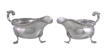 A pair of silver oval sauce boats by Asprey & Co. Ltd, London 1916, stamped for Asprey London as