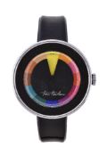 Tian Harlan, Chromachron, a black acrylic wristwatch, circa 1975, manual wind movement, twelve