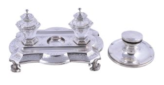 A Victorian silver shaped rectangular inkstand by Edward Barnard & John Barnard, London 1854, the