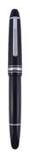 Montblanc, Meisterstuck, a black rollerball pen, the cap with a white metal clip and triple cap