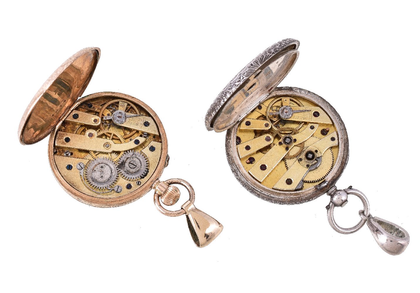 A Swiss 14 carat gold open face keyless wind pocket watch, no. 43746, cylinder movement, three armed - Image 3 of 3