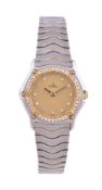 Ebel, Classic Wave, ref. 6148, a lady's stainless steel and diamond bracelet wristwatch, no. 166902,