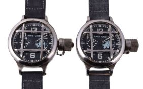 BMO CCCP, two Russian stainless steel diver’s wristwatches, manual wind movement, black dial,