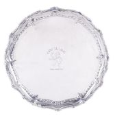 A George III silver shaped circular waiter, maker's mark WT and over-struck, London 1775, with a