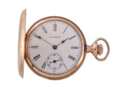 Waltham, a 14 carat gold keyless wind full hunter pocket watch, no. 315740, three quarter plate