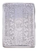 A late Victorian silver rectangular side-opening card case by Hilliard & Thomason, Birmingham