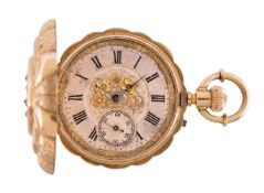 An 18 carat gold keyless wind full hunter pocket watch, no. 13785, circa 1890, lever movement, three