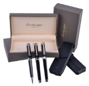 Montegrappa, Neriuno, a black fountain pen, rollerball pen and propelling pencil, the fountain pen