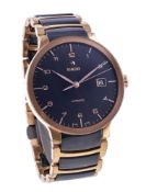 Rado, Centrix, ref. 658.0953.3, a gold plated and ceramic bracelet wristwatch, no. 12754022, circa