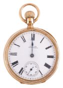 Am. Watch Co. Waltham, an 18 carat gold keyless wind open face pocket watch, no. 13152, hallmarked