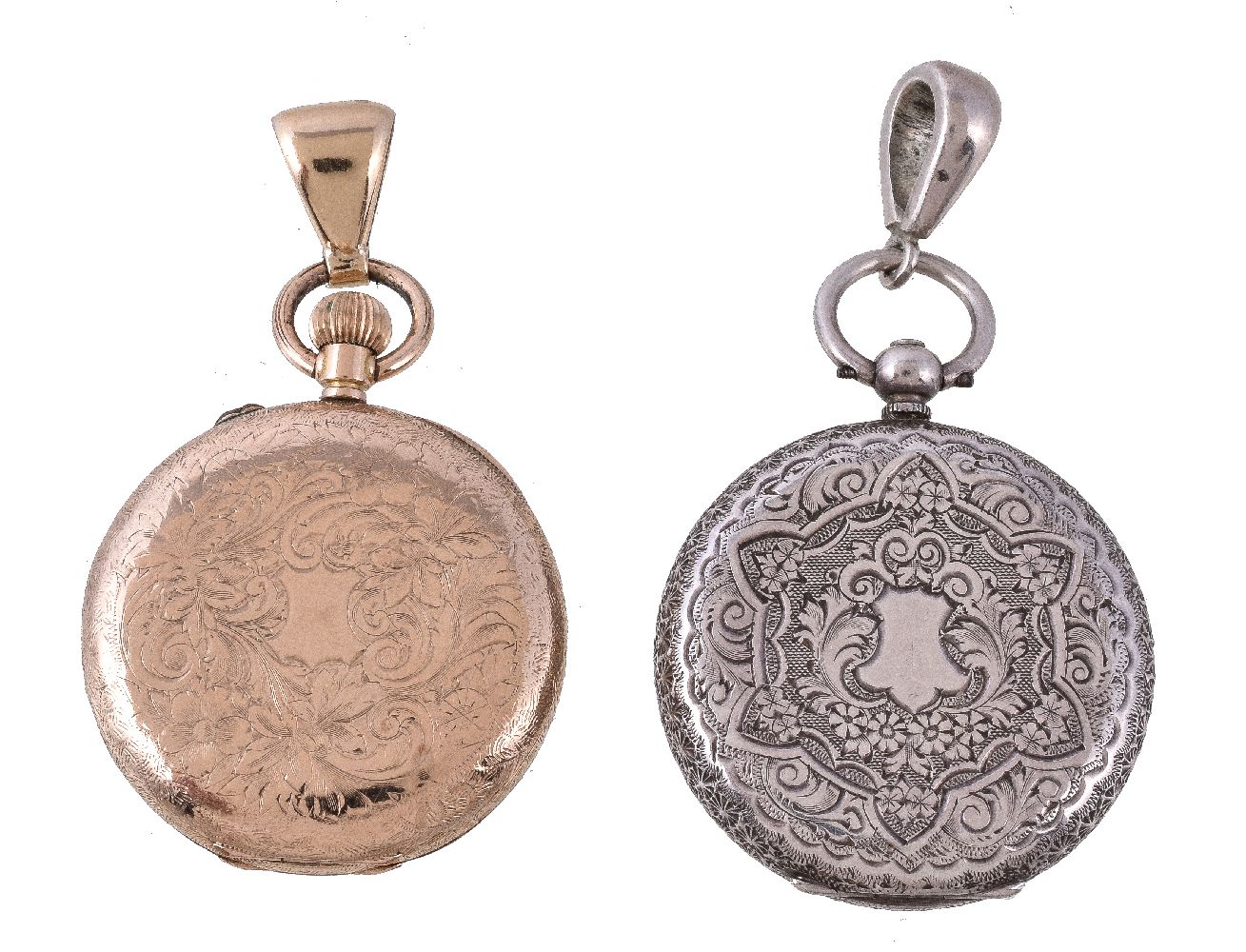 A Swiss 14 carat gold open face keyless wind pocket watch, no. 43746, cylinder movement, three armed - Image 2 of 3