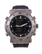 5.11 Tactical, a titanium wristwatch, Chinese quartz movement, black digital dial, luminous baton