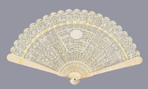 Y A Chinese ivory brise fan, Canton, first quarter of the 19th century